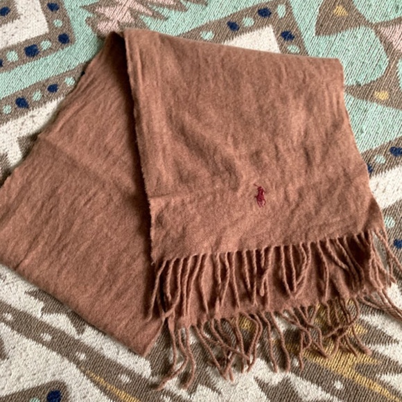 Polo by Ralph Lauren Lambswool Camel Brown Scarf - Picture 1 of 3
